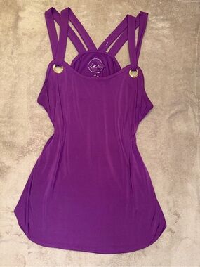 INC International Concepts Purple Strappy Grommet Tank Top Size S